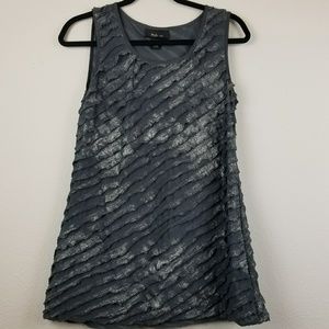 Style & Co ruffled gray tank top medium